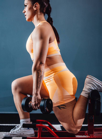 sandstone orange shorts at gym