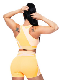 back view sandstone orange sports bra