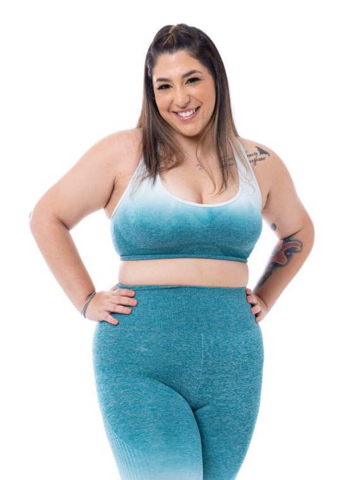 Palm Blue Ombre Sports Bra