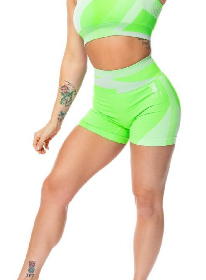 front view cactus neon green shorts