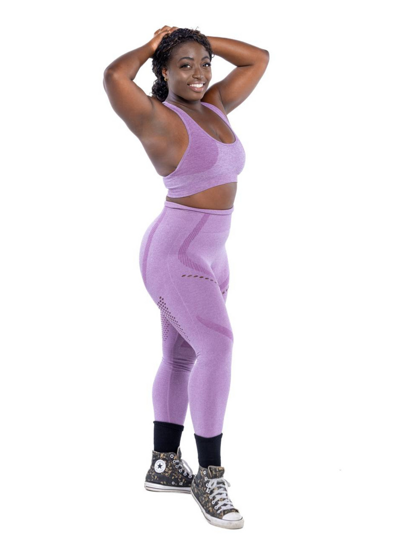 Amethyst' Purple & White Light Fitness Leggings