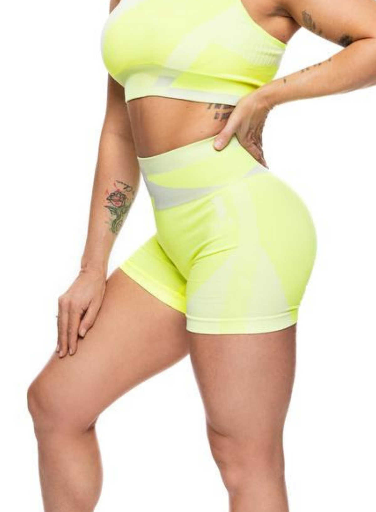 neon yellow workout shorts