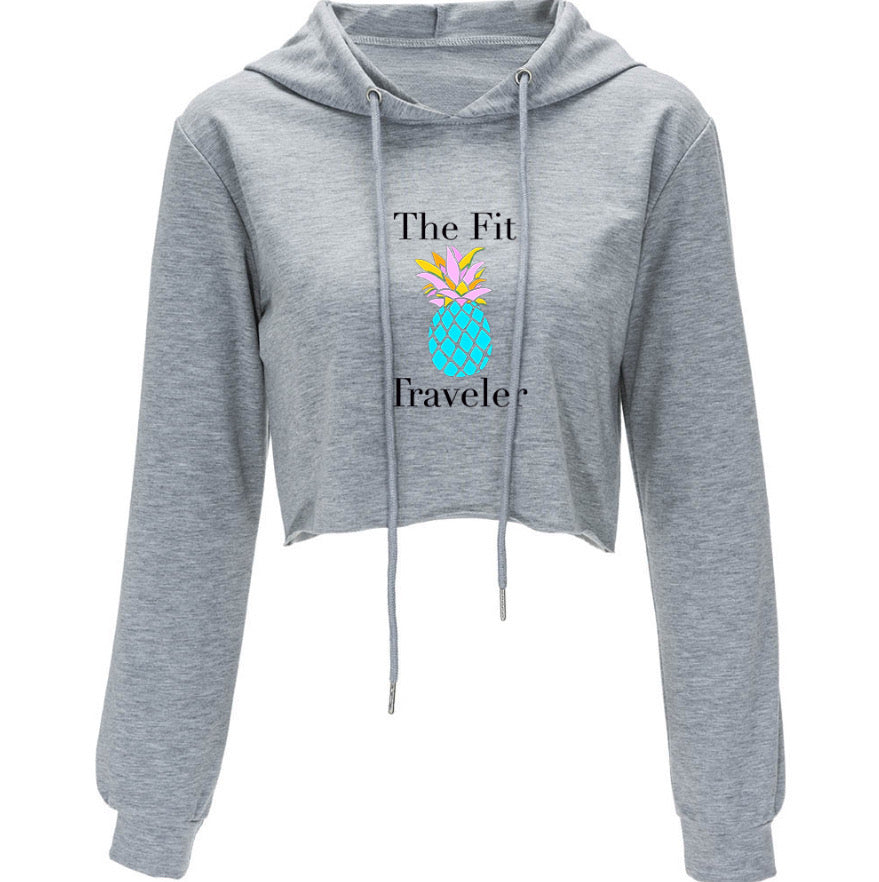 Gray TFT Cropped Hoodie